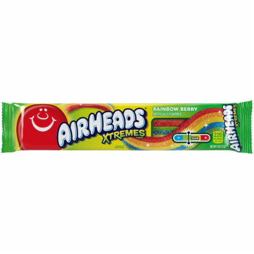 Airheads Xtremes Sour Belts – Rainbow Berry – 57g – Zoet & Zuur Snoep – 18 Stuks per Doos