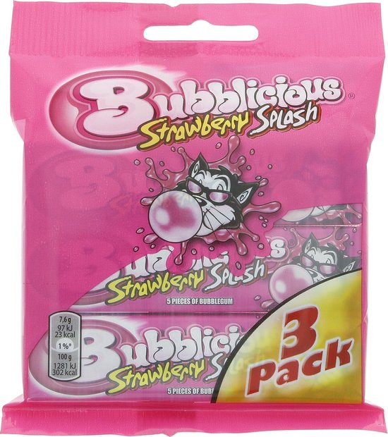 Bubblicious Kauwgom Strawberry Splash - 3-Pack