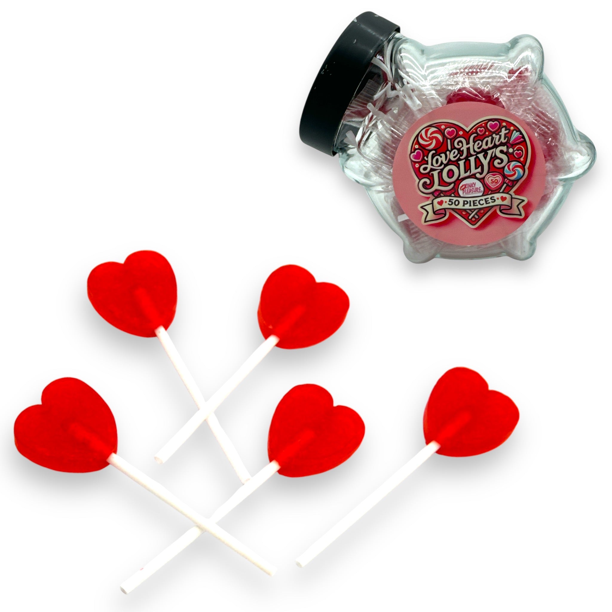 50 Rode Hart Lollies – Fruitige Lollies in Pot – Perfect voor Feestjes & Traktaties