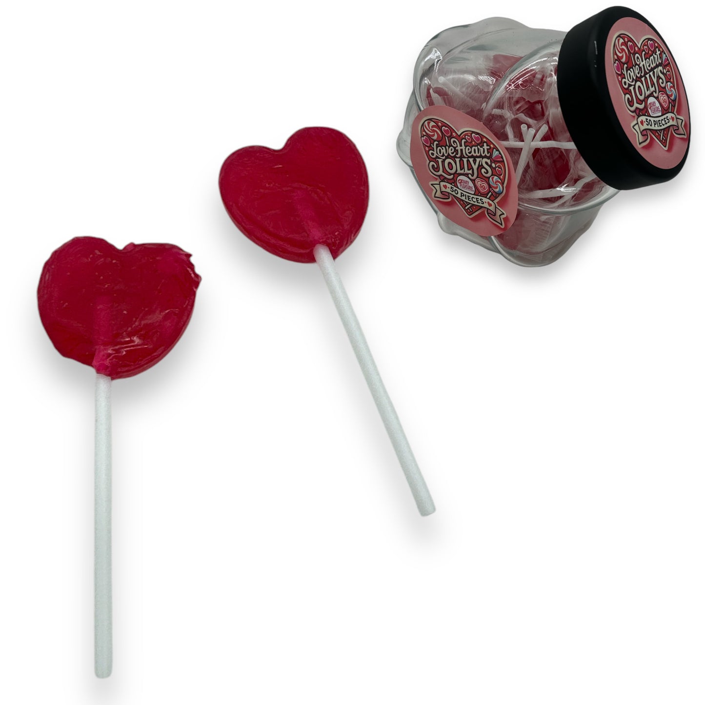 50 Rode Hart Lollies – Fruitige Lollies in Pot – Perfect voor Feestjes & Traktaties