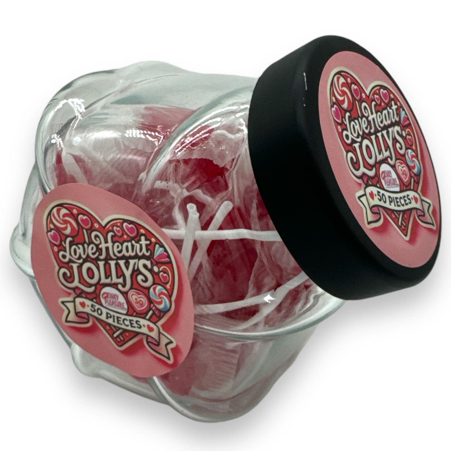 50 Rode Hart Lollies – Fruitige Lollies in Pot – Perfect voor Feestjes & Traktaties