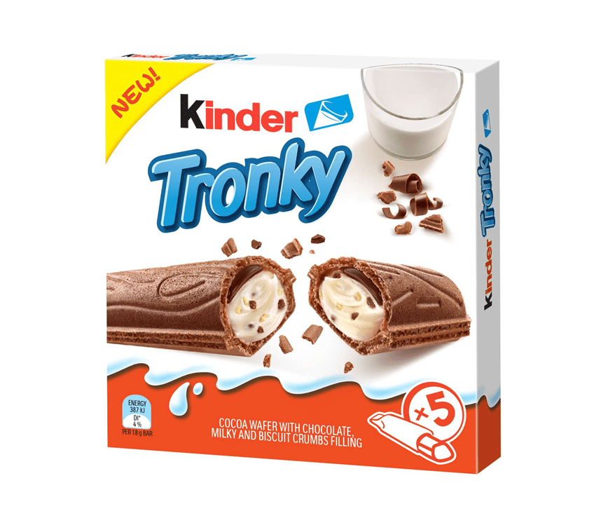 Kinder Tronky – Krokante Cacaowafel met Romige Melk- en Chocoladevulling