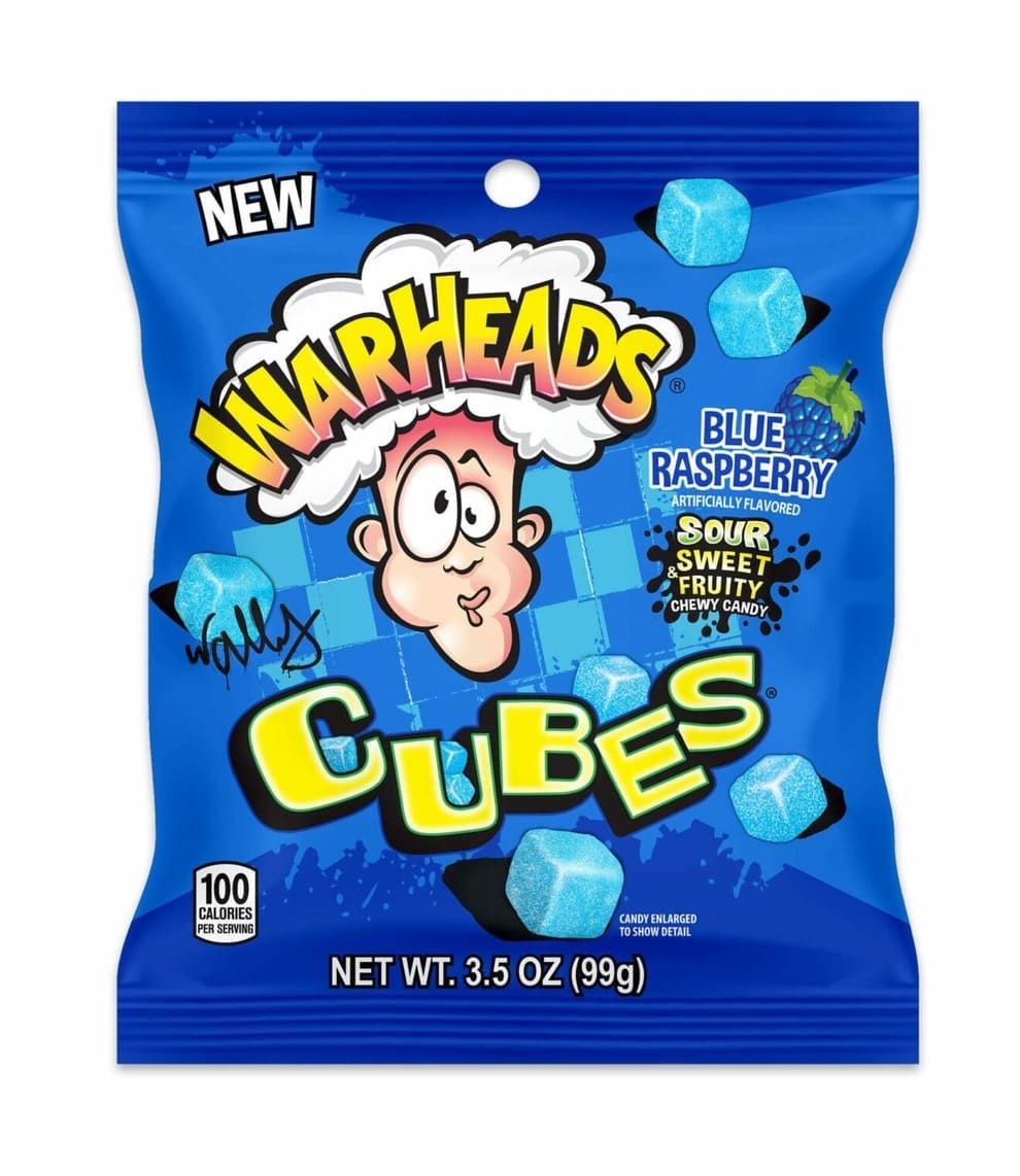 Warheads Blue Raspberry Cubes – Extra Zuur & Zoet Kauwsnoep